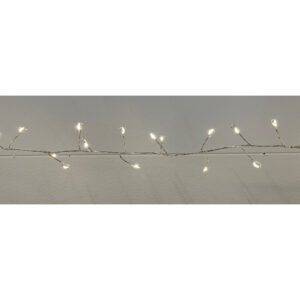 which provides a delicate and warm illumination perfect for professional retail displays and home installations. The silver wire hosts 400 individual LED lights that produce a gentle