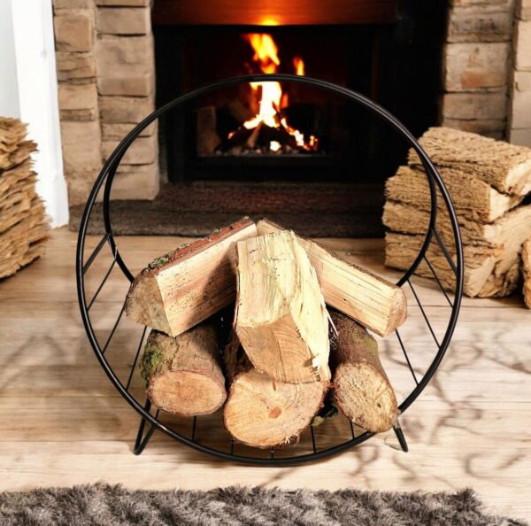 Black Fireside Metal Log Holder 47cm - Image 4