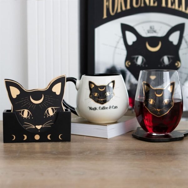 Mystic Mog Cat Face Coaster Set - Image 4