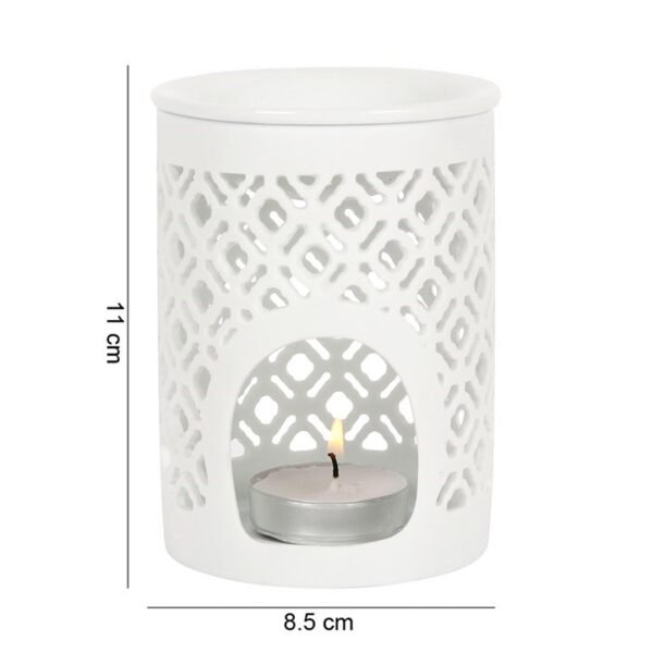 White Matte Lattice Cut Oil Burner - Image 5