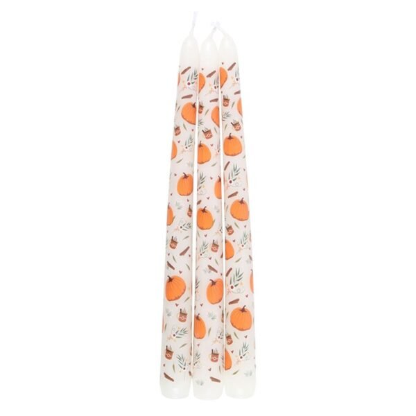 Set of 3 Pumpkin Taper Candles - Image 3