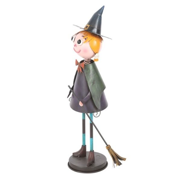 Metal Witch Ornament with Broom - Image 3