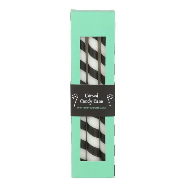 Set of 3 Black Candy Cane Taper Candles - Image 2