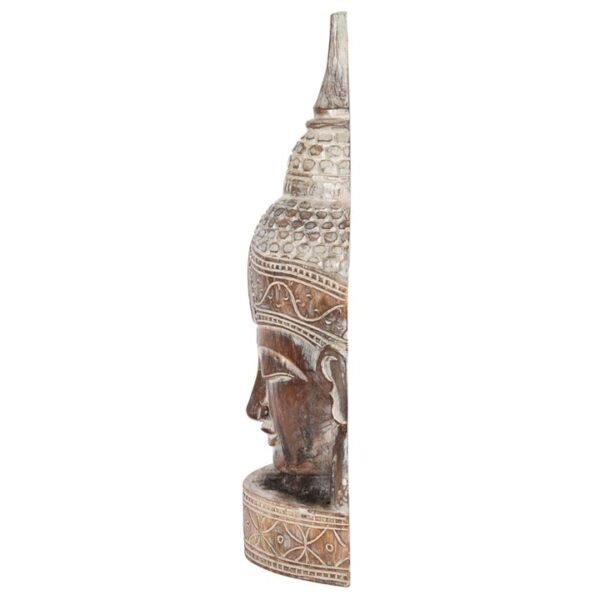 Large Rustic Wooden Buddha Head Ornament - Image 2