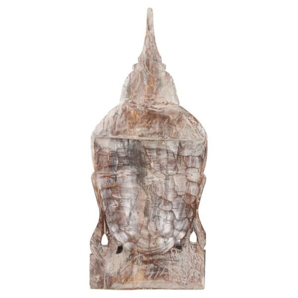 Large Rustic Wooden Buddha Head Ornament - Image 3
