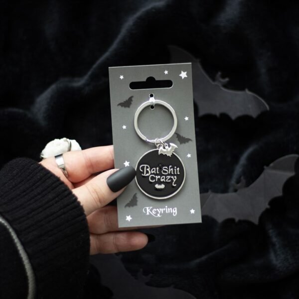 Round Bat Shit Crazy Keyring - Image 4