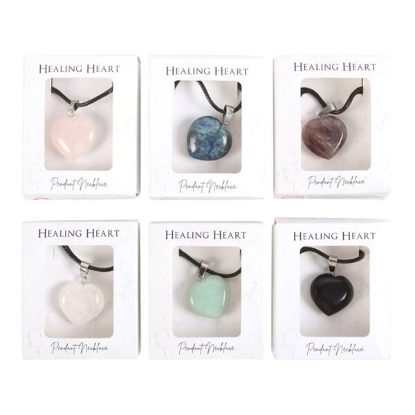 Set of 24 Healing Heart Crystal Necklaces in Display - Image 3