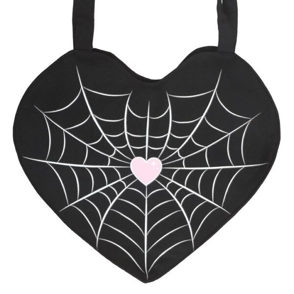 Spiderweb Heart Satin Tote Bag - Image 3