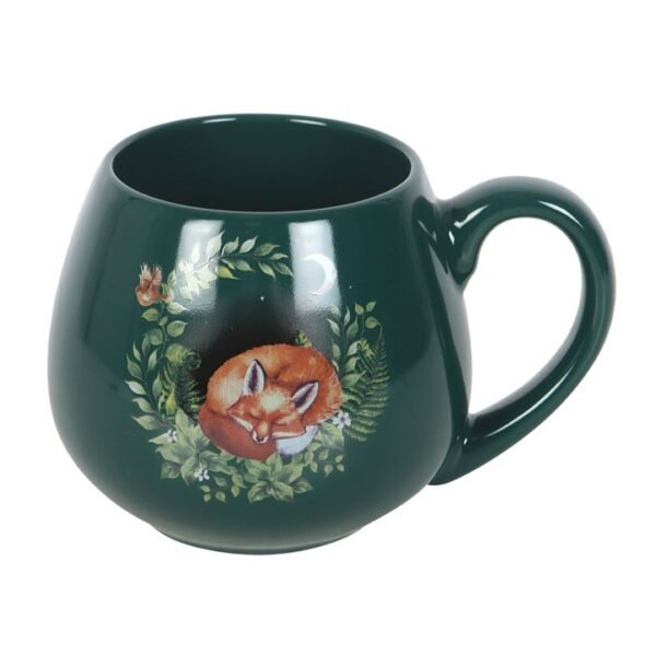 Green Sleeping Fox Rounded Mug - Image 4