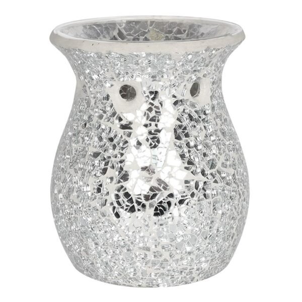 Large Silver Crackle Oil Burner and Wax Warmer - Image 3
