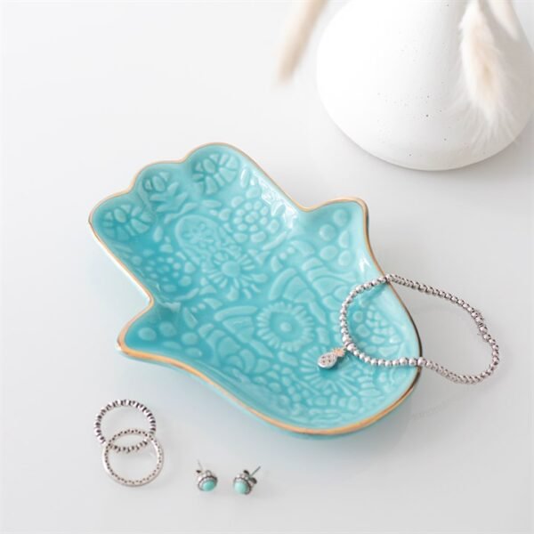 Turquoise Hamsa Hand Jewellery Dish - Image 2