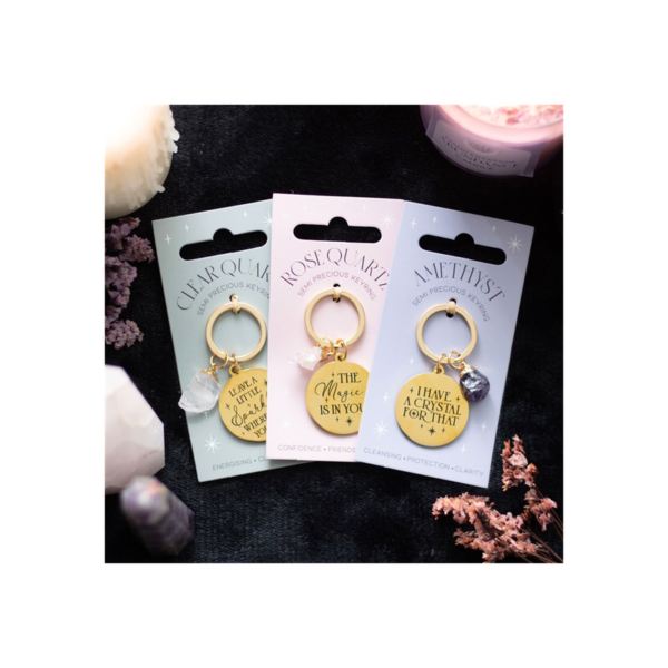 Set of 18 Gold Crystal Keyrings on Display - Image 5
